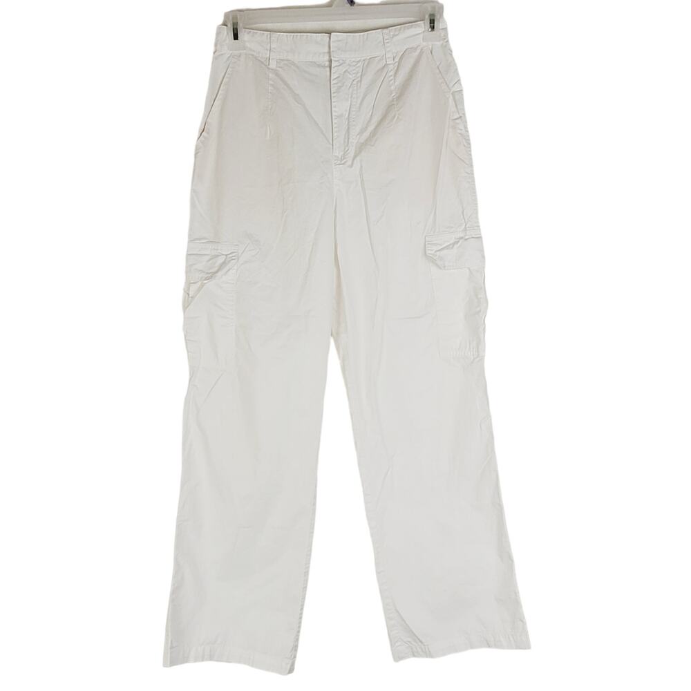 Zara white cotton cargo pants Size Medium Flap Pocket Coastal Preppy Resort